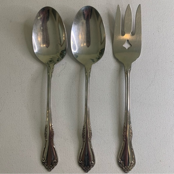 3 Pc SERVING SET Wm A Rogers Deluxe Stainless MANSFIELD AMADEUS Oneida Ltd 8.5" - Picture 1 of 12